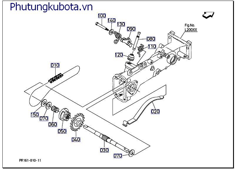 Cụm tay cấy (Nhông/ xích trục cấy trái)